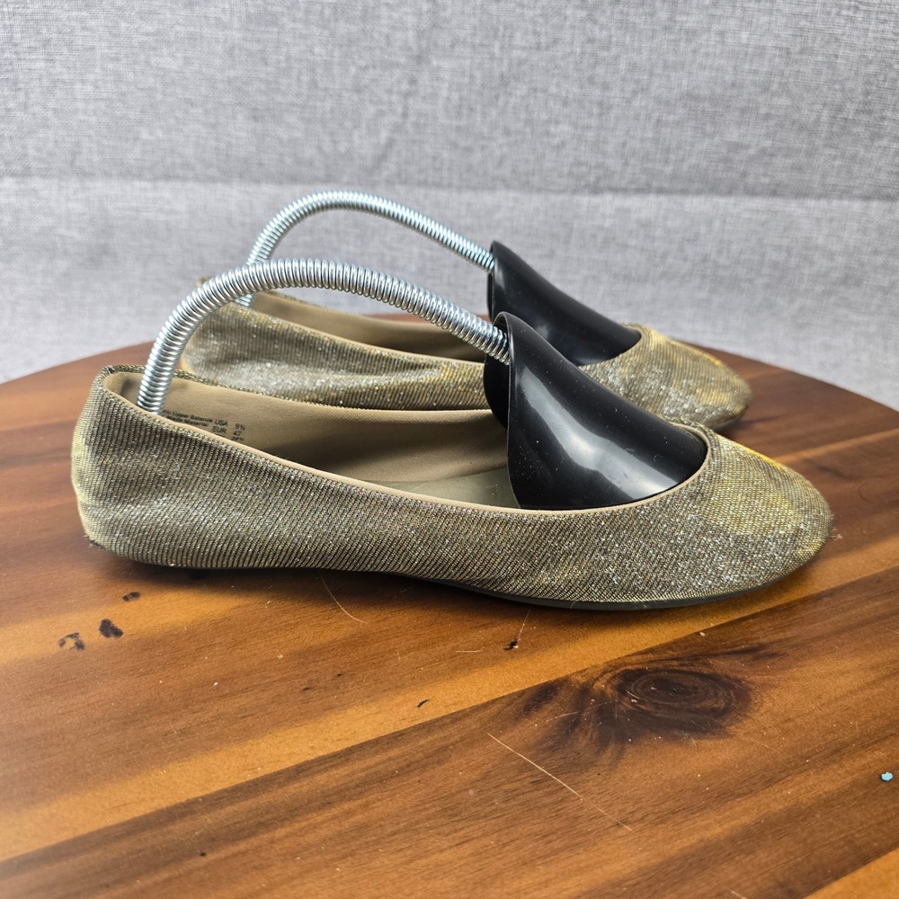 Lower East Side Gold Glitter Flats Shoes Women's Size 9.5‎ Classic Sparkly